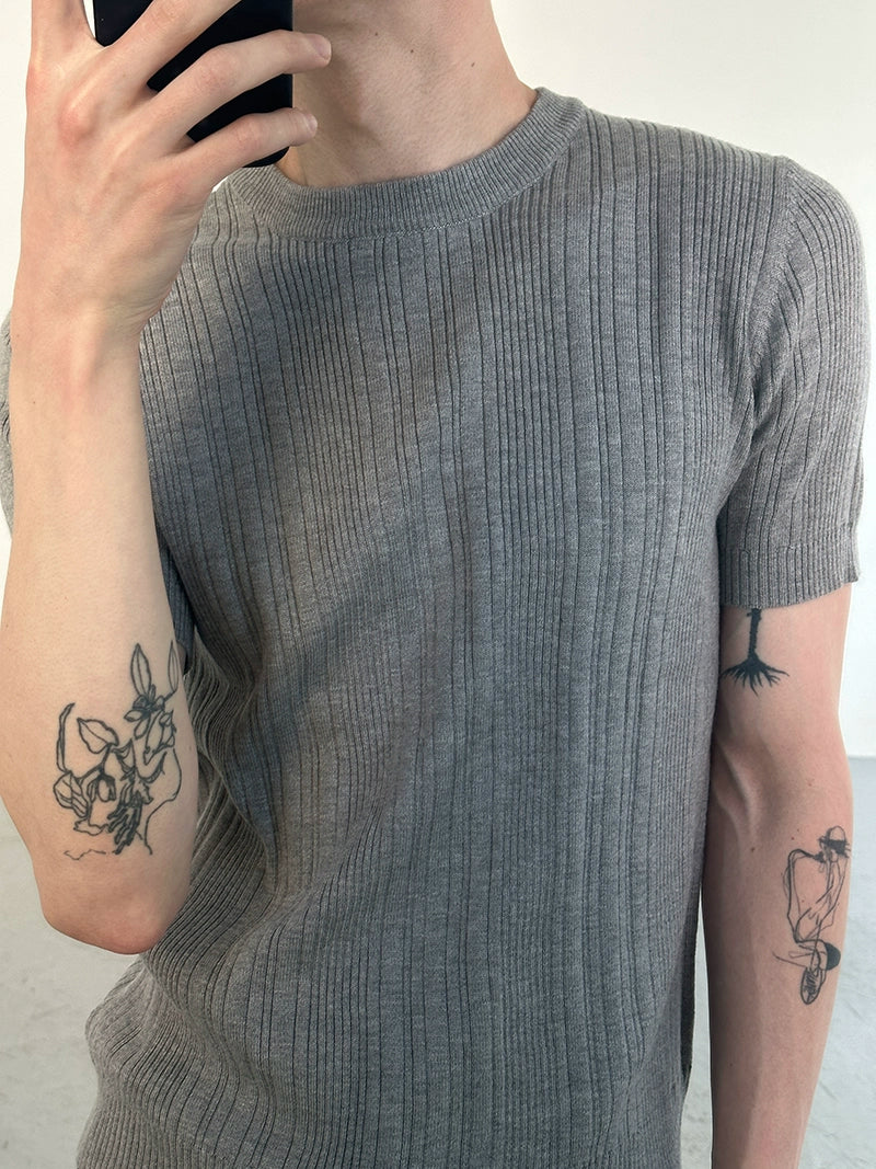 COLN Slim-fit Knitted Short Sleeves