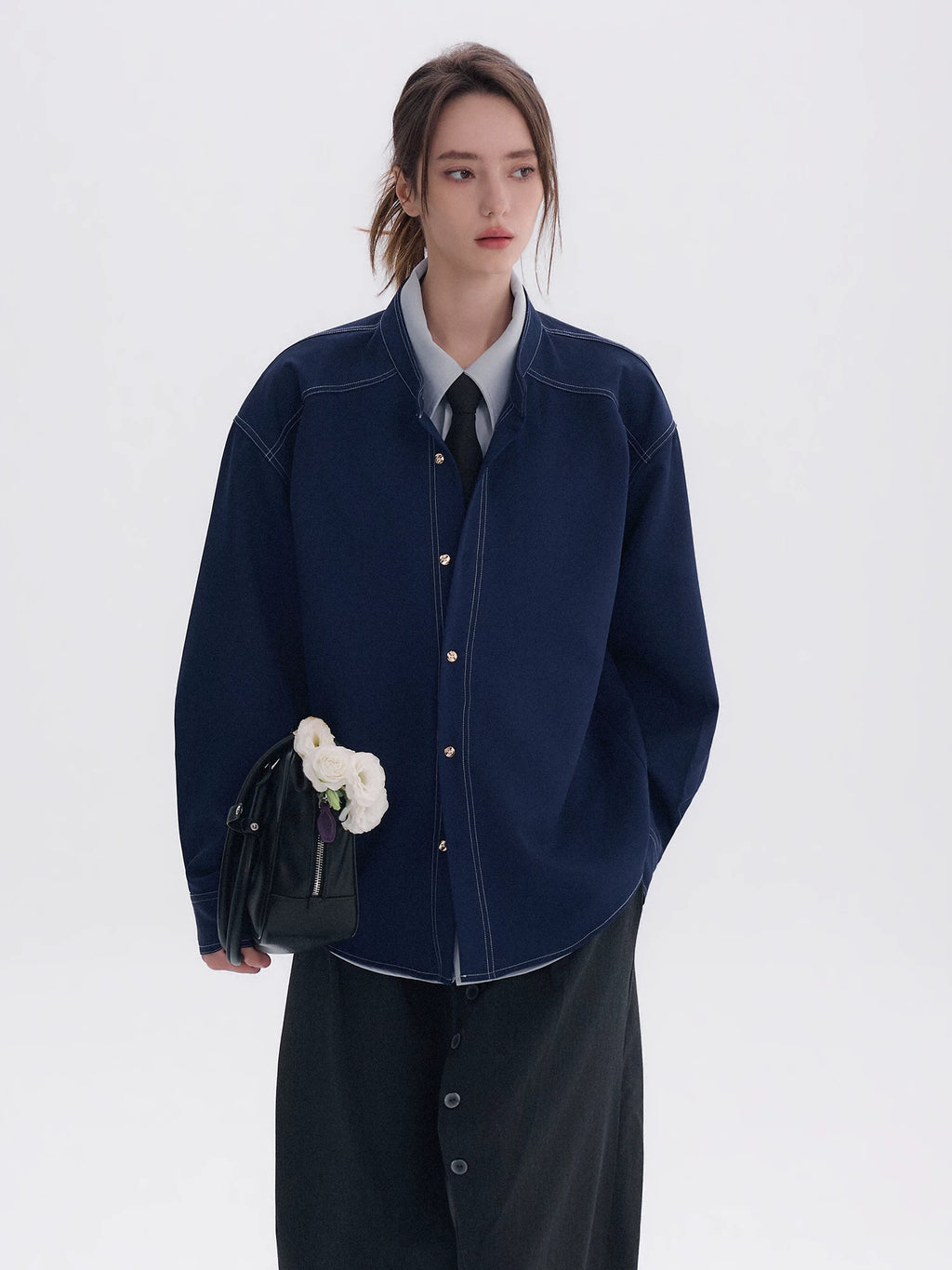 CHOR Fake Two-piece Stand-up Collar Shirt