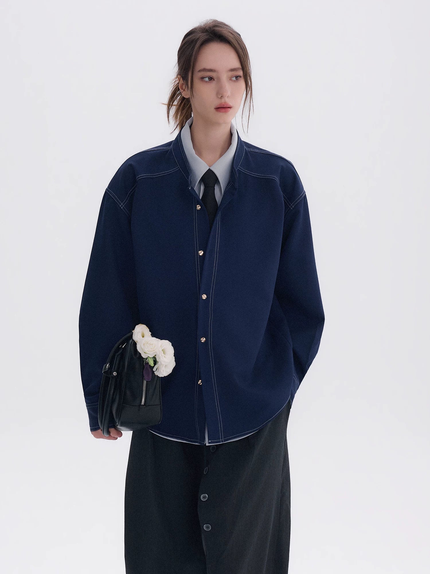 CHOR Fake Two-piece Stand-up Collar Shirt