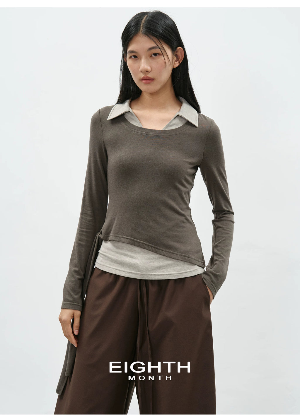 EIGHTHMONTH Fake Two-piece Lapel Slim Long Sleeve