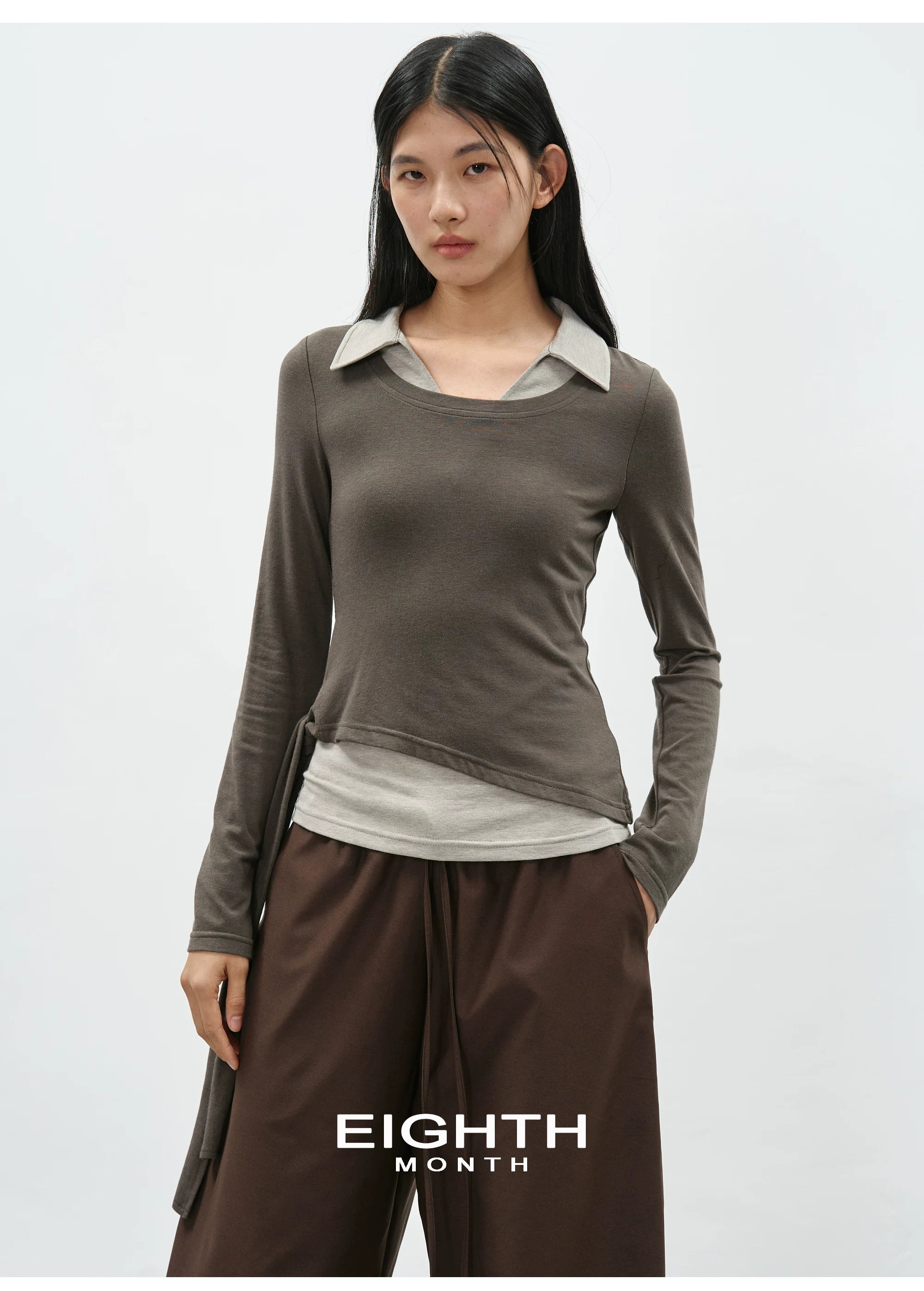 EIGHTHMONTH Fake Two-piece Lapel Slim Long Sleeve