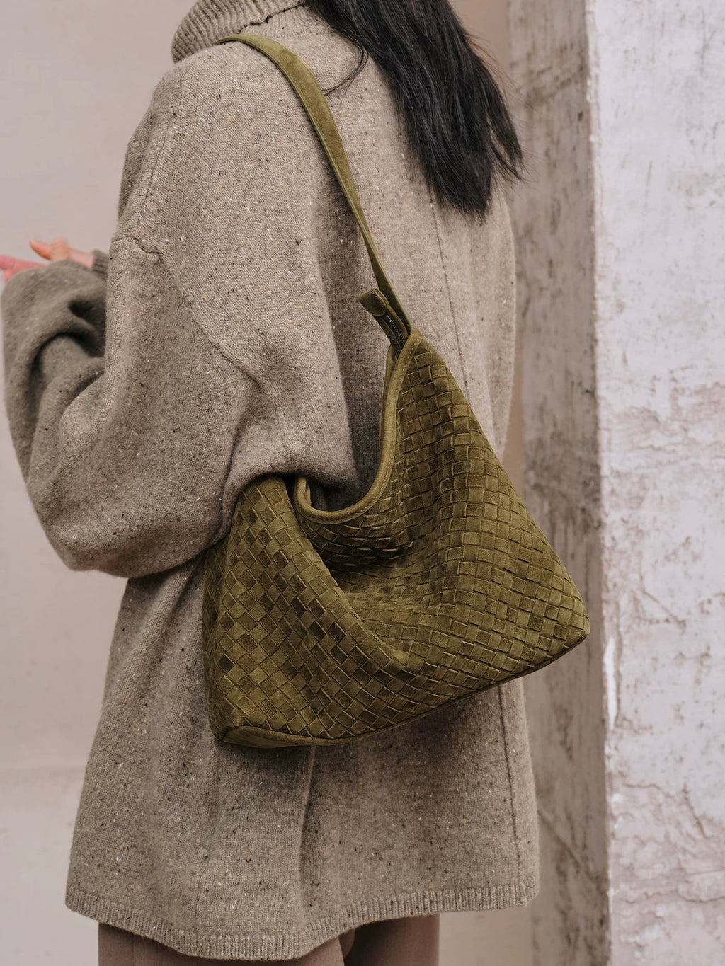 AVALEA Vintage Suede Woven Tote Bag