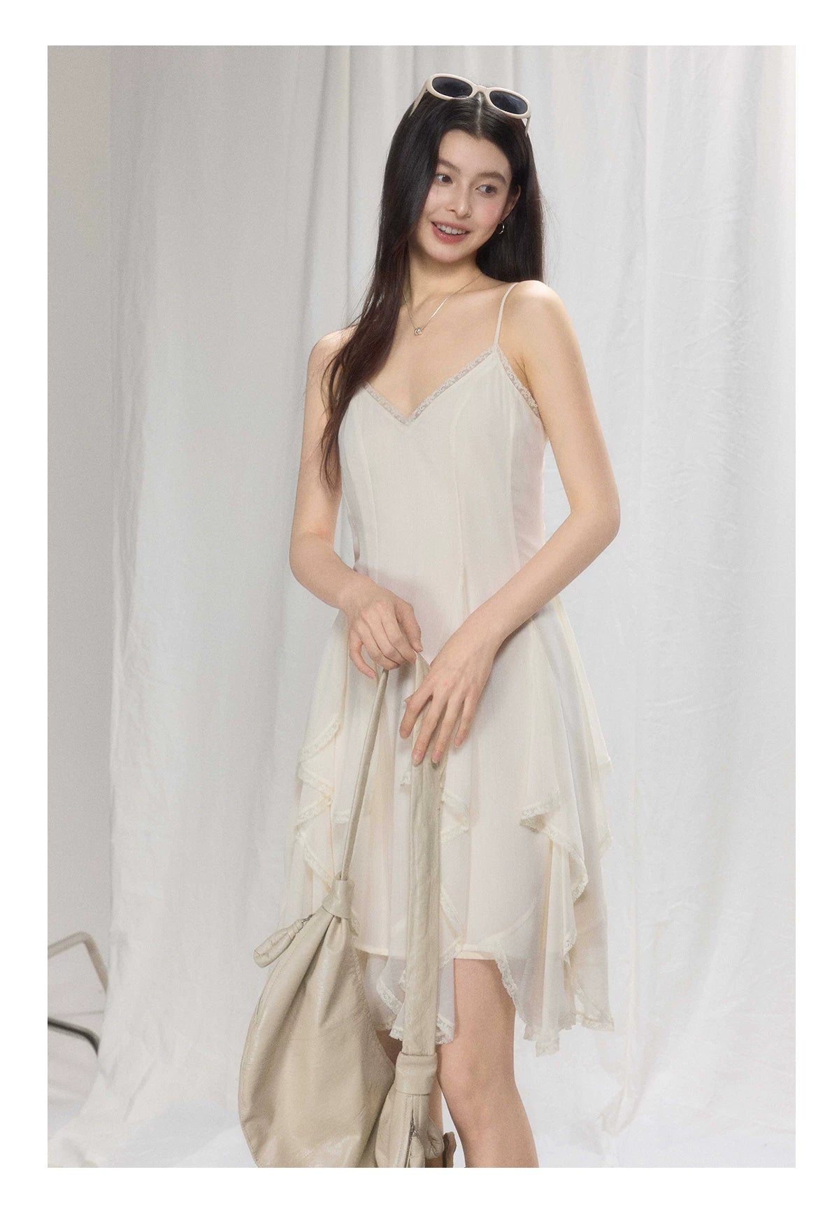 TYANG Irregular Lace Suspender Dress