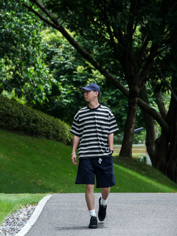 DESICCANT Striped Crew Neck Loose Tee