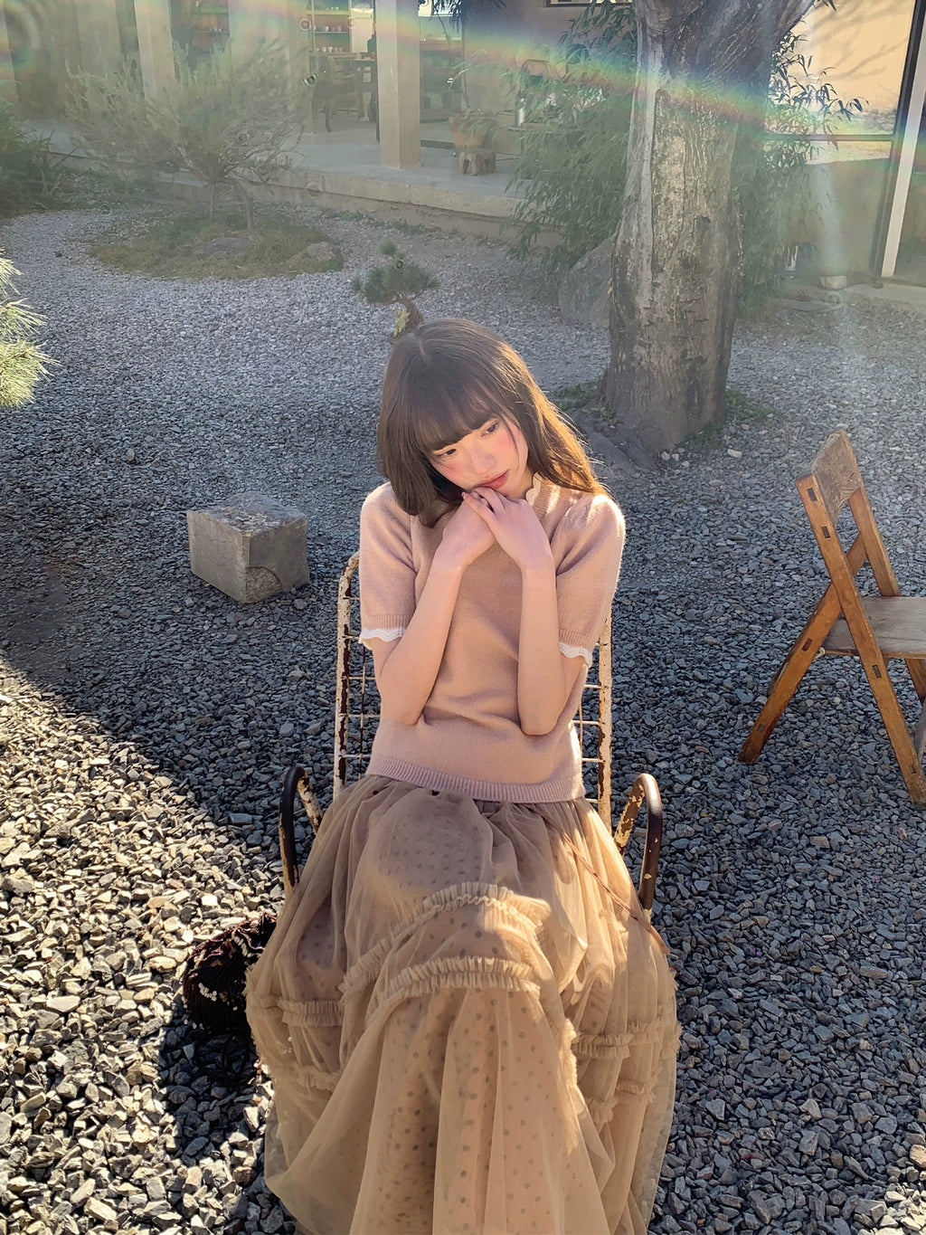 KANO Double Ruffle Edge Mesh Skirt