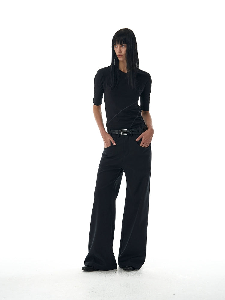 BEVAN UP Tencel A-shaped Silhouette-cut Micro-pull Trousers