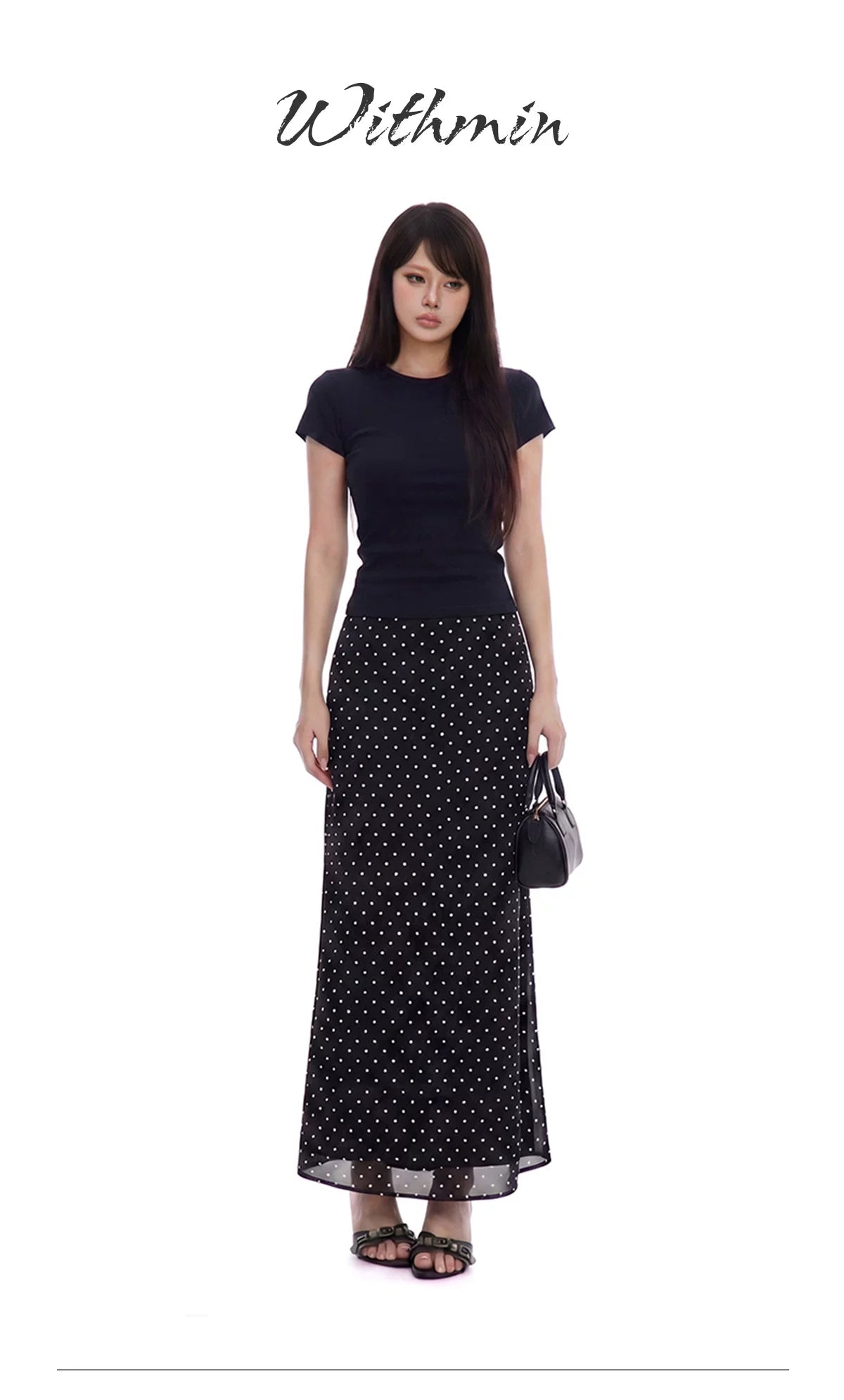 WITHMIN Polka Dot Mesh Skirt