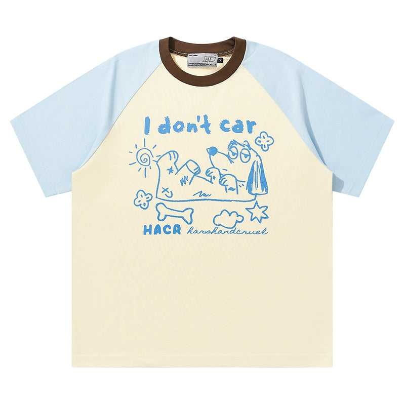 HACR Macaron Color Hand Painted Puppy Loose Tee