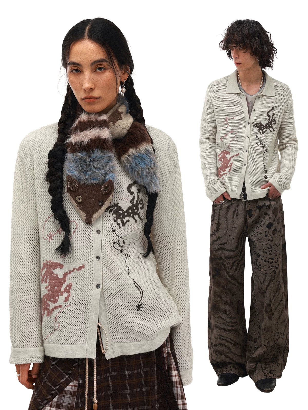 PHYS Year of The Horse Floral Jacquard Lapel Cardigan