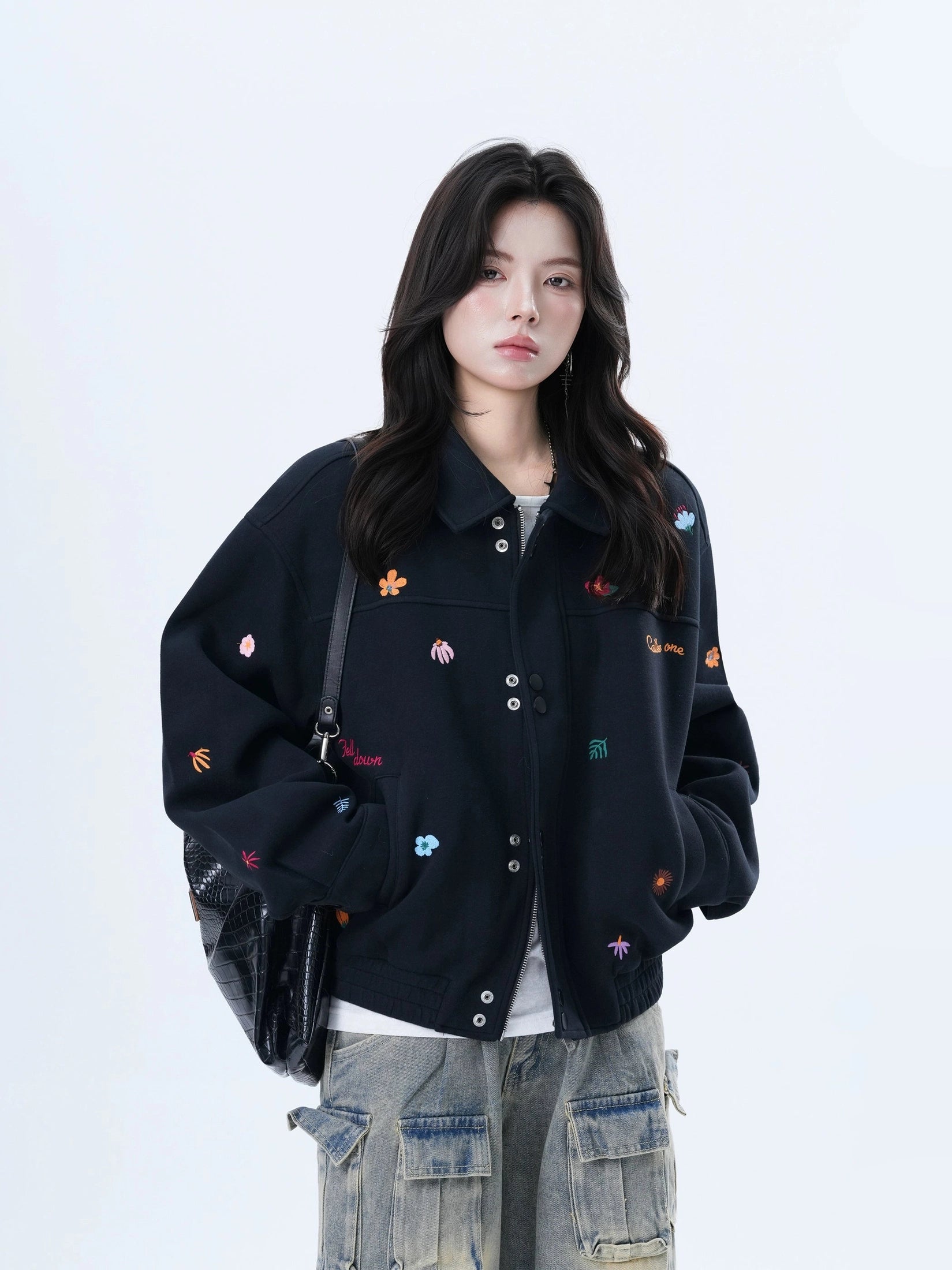 Zuocisankon Vintage Small Embroidered Loose Jacket