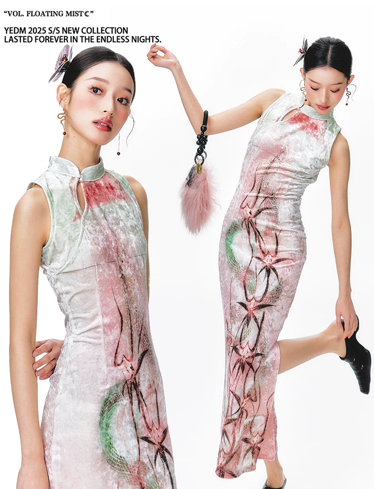 YEDM Retro Velvet Neck Dress
