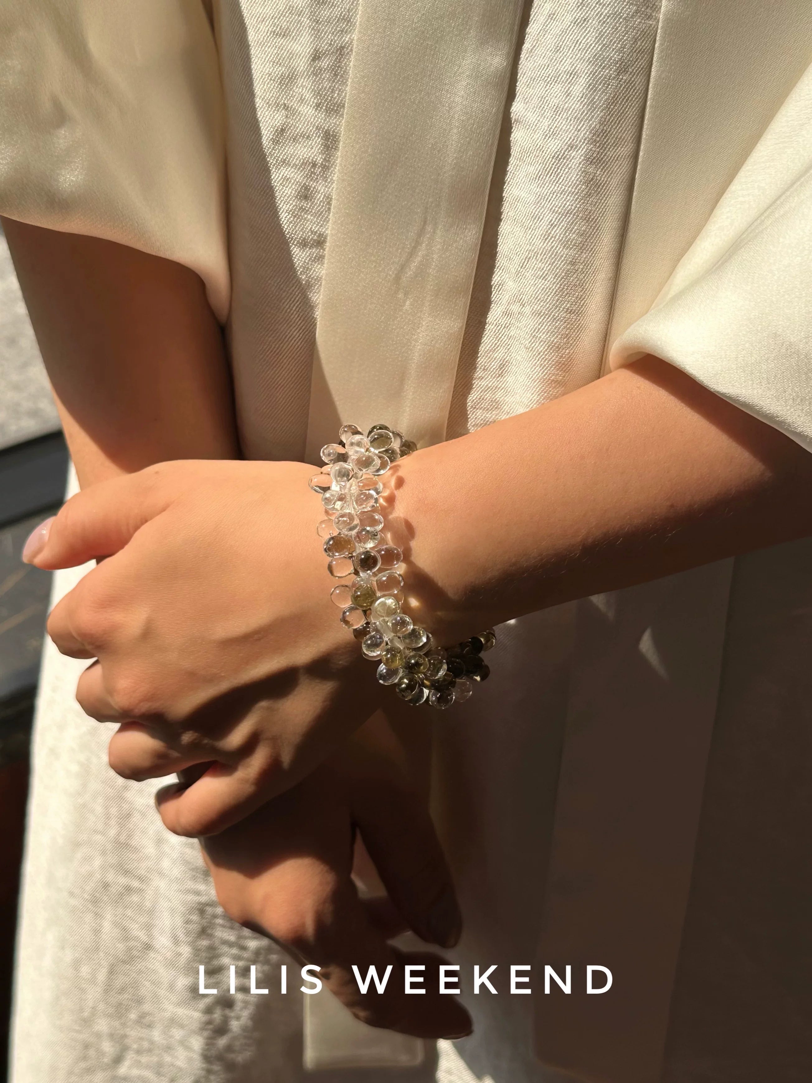 Lilis Weekend Gradual Change Green Seaweed Handmade Beaded Bracelet