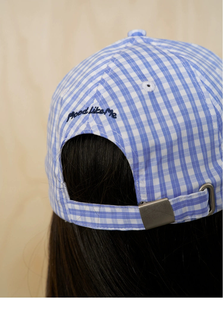 MoodLikeMe Checked Flower Three-dimensional Embroidered Baseball Cap