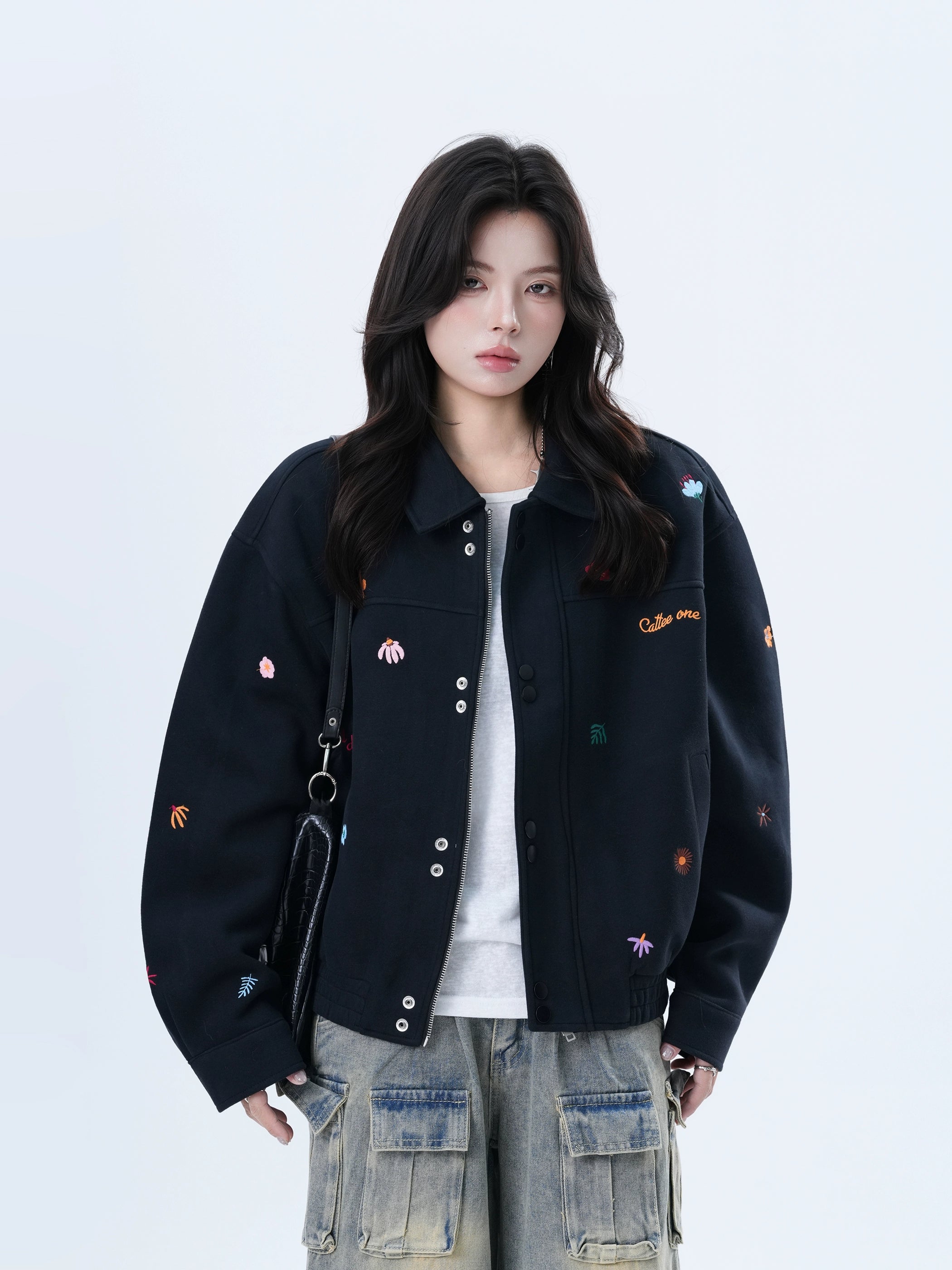 Zuocisankon Vintage Small Embroidered Loose Jacket