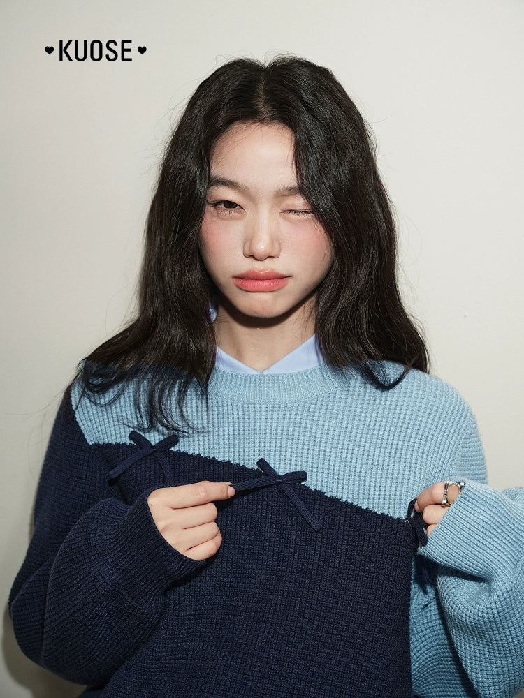 Kuose Color-blocking Long-sleeved Sweater Knit