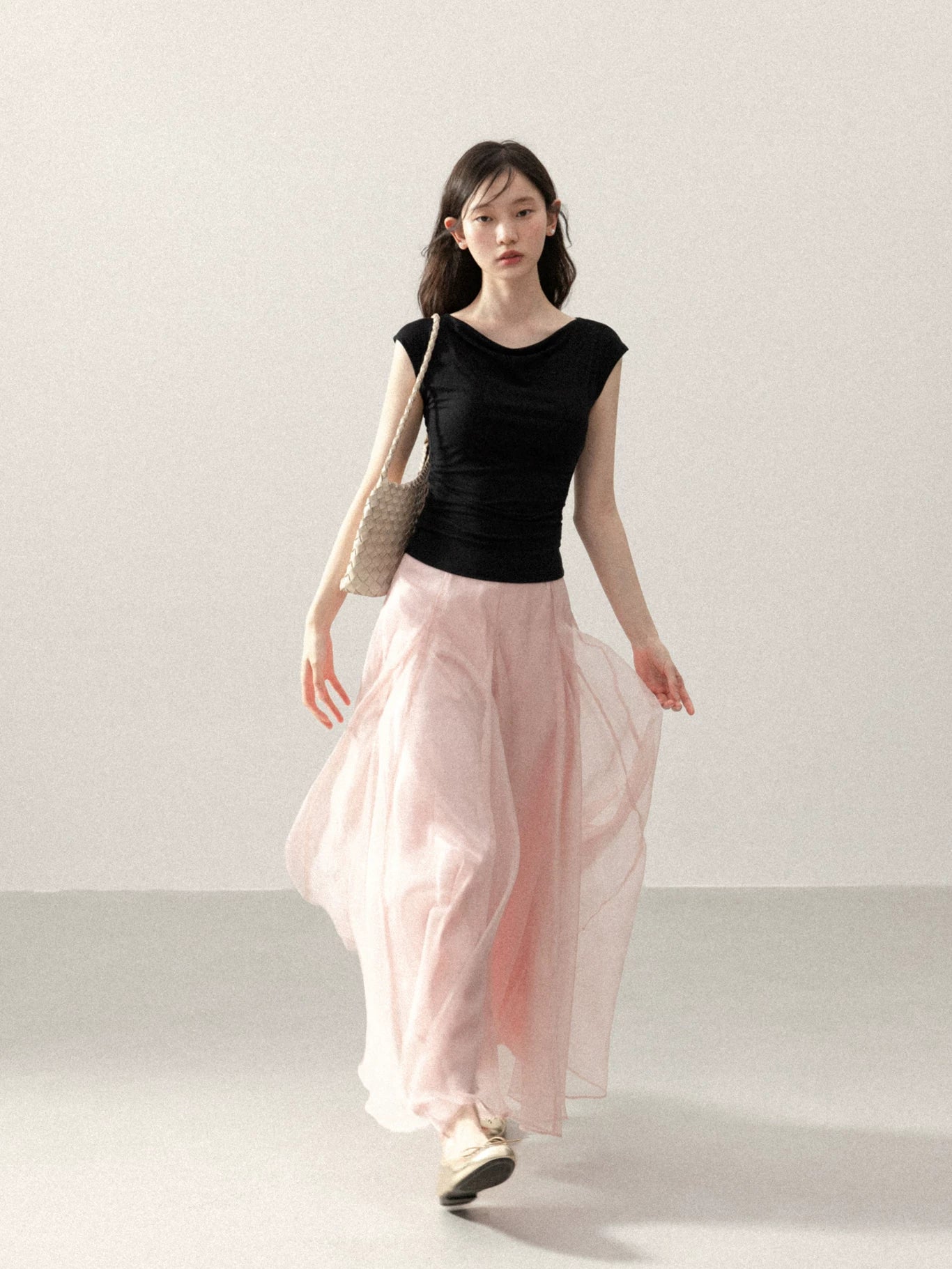 Cantonstory Versatile Mesh High Waist Skirt