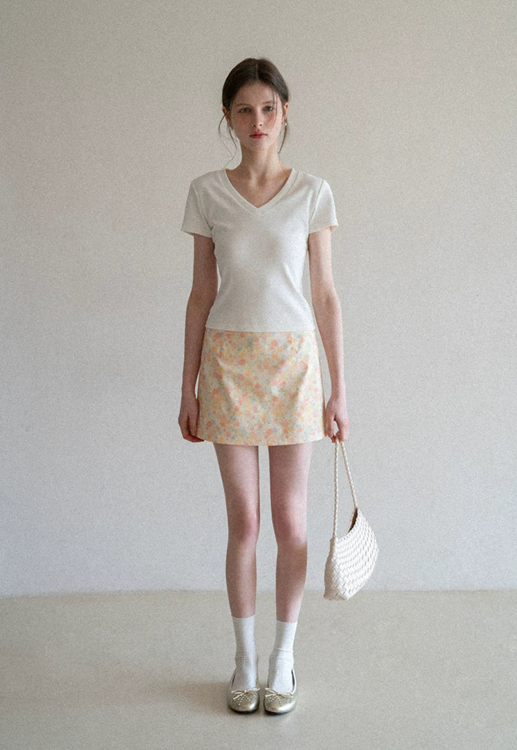 EGGKA Temperament High Waist A Word Floral Skirt