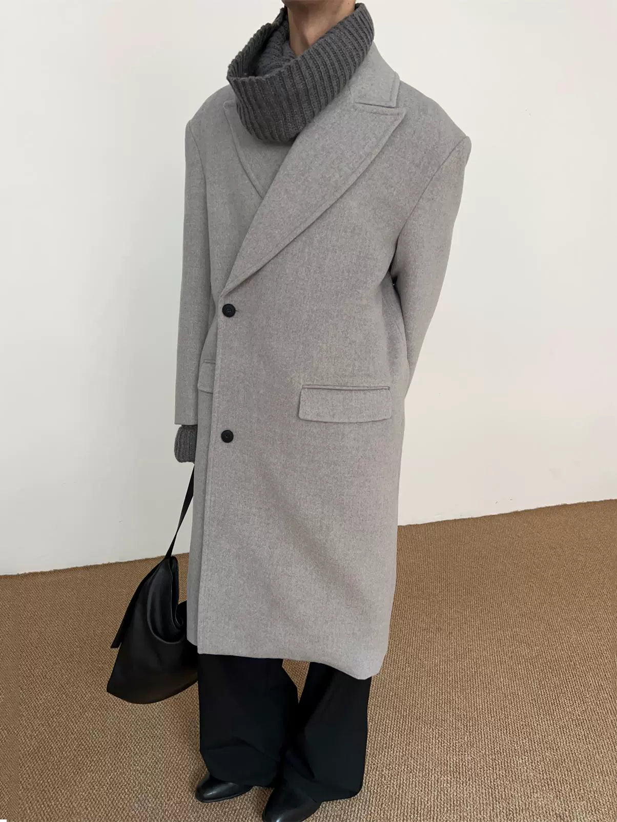 COLN Single-breasted Woolen Coat