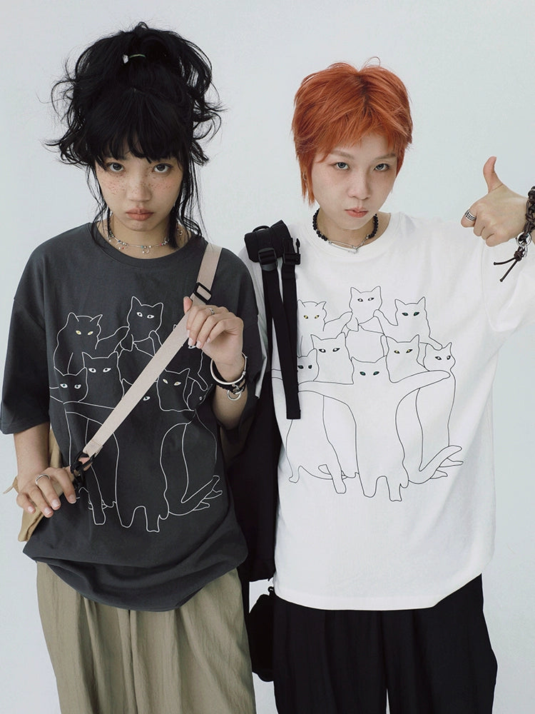 STILLYOU Funny Cat Photo POSE Printed Tee