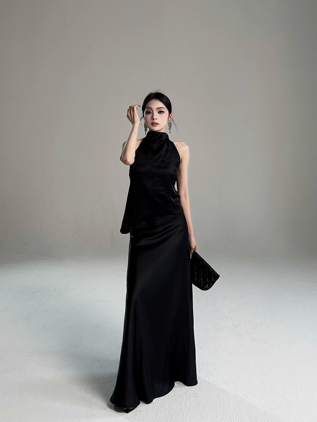 CHUYUQI Temperament Neck Backless Streamer Irregular Top