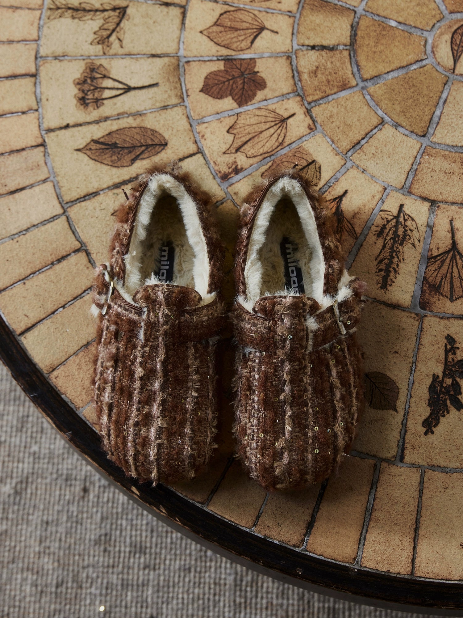 Milooey Vintage Leather Fleece Round Head Shoes