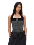 Oinimi Striped Neck Slim Fit Vest