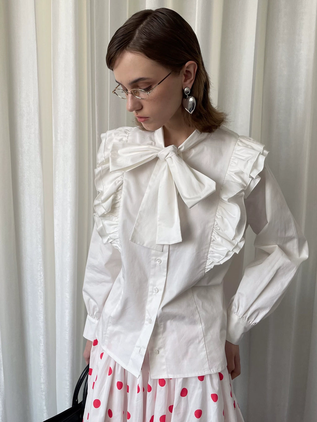 Loosesmell Irregular Bow Tie-Up Shirt