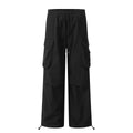 11KN Retro Drape Multi-pocket Drawstring Wide-leg Pants