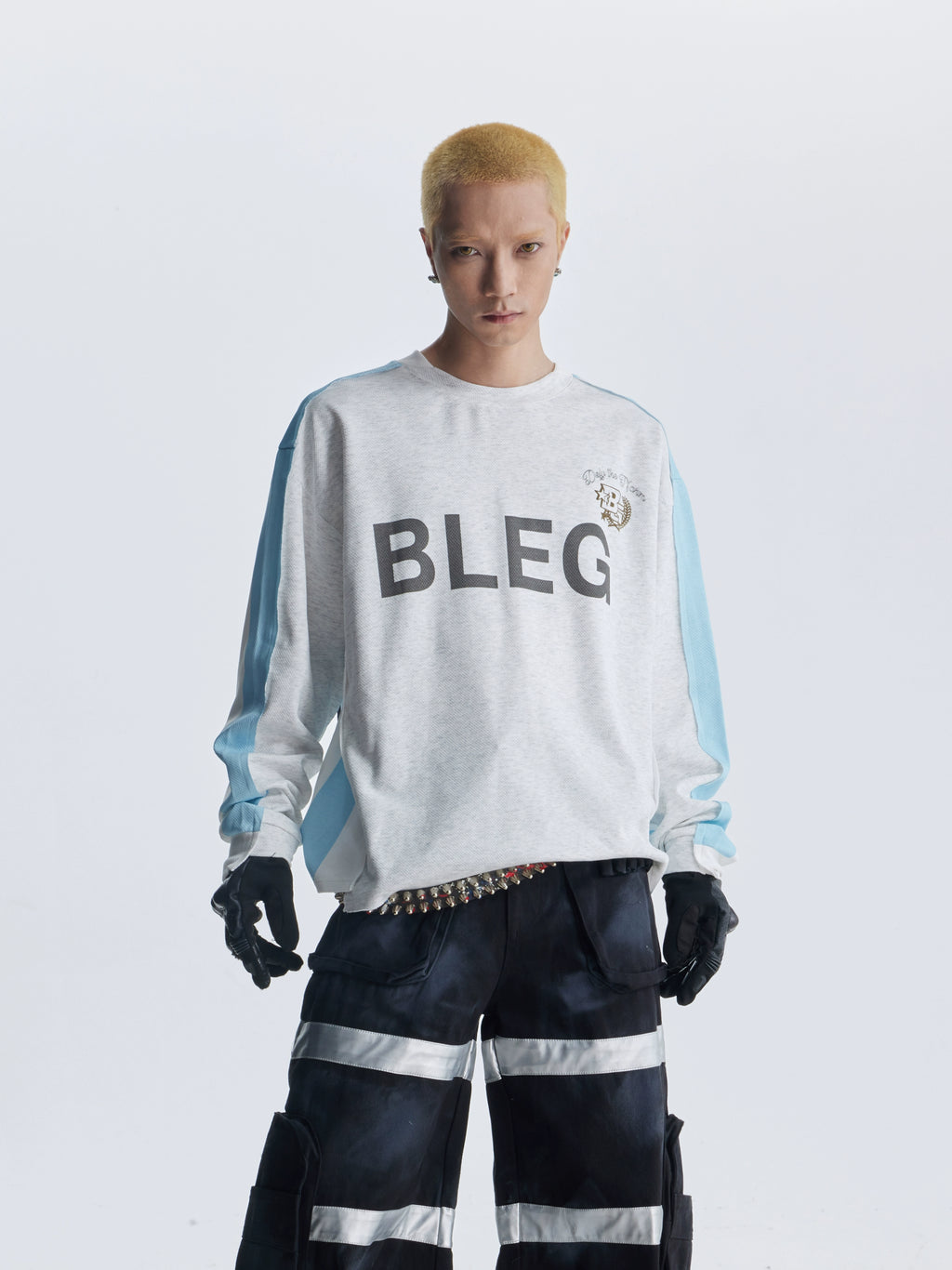 NOMANIAI Sports Wind Splicing Contrasting Color Crew Neck Sweater