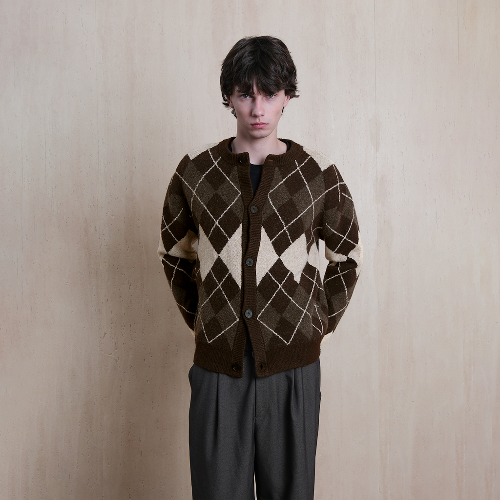 Set for Life Retro Rhombus Checked Wool Casual Sweater
