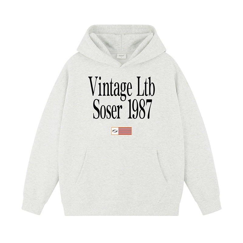 SOSER Vintage Alphabet Fleece Hooded Sweater