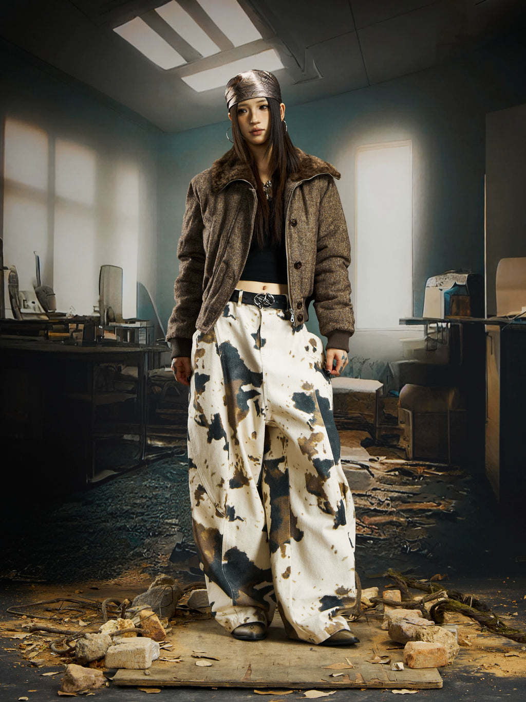 NOMANIAI Wool Lapel Retro Short Cotton-padded Clothes
