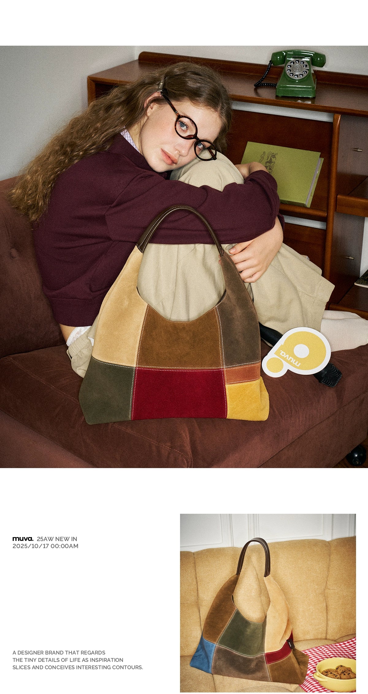 MUVA Color Matching Leather Large Capacity Shoulder Bag