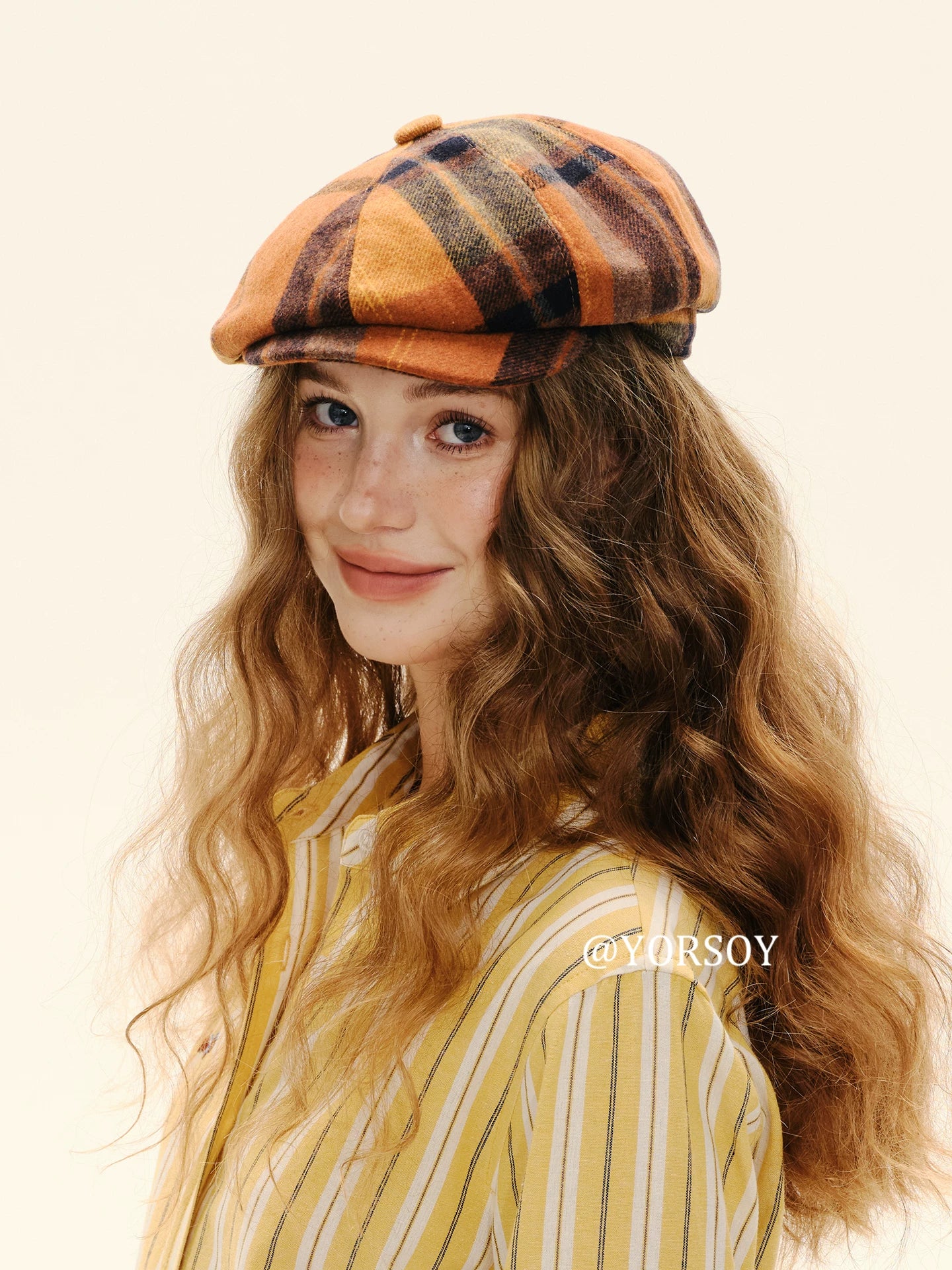 YORSOY Vintage College Plaid Thermal Beret
