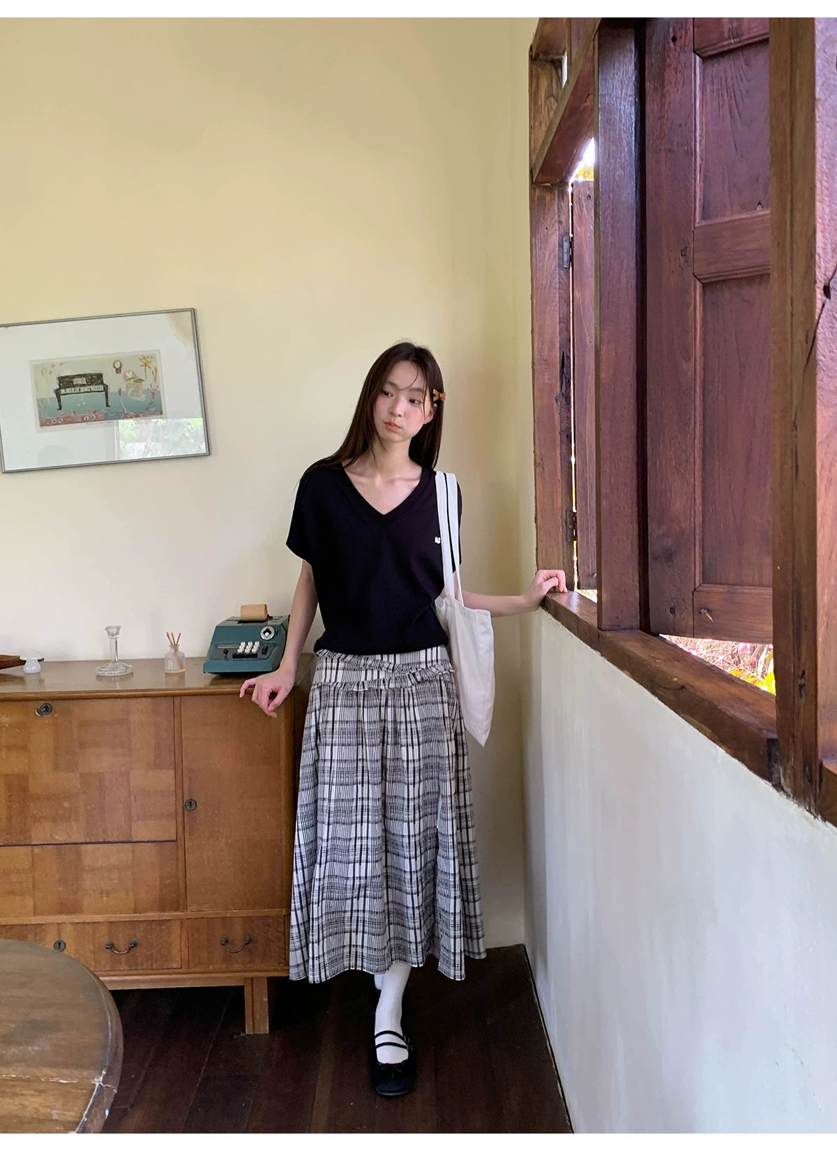 KANO Fungus Lace Checked Skirt