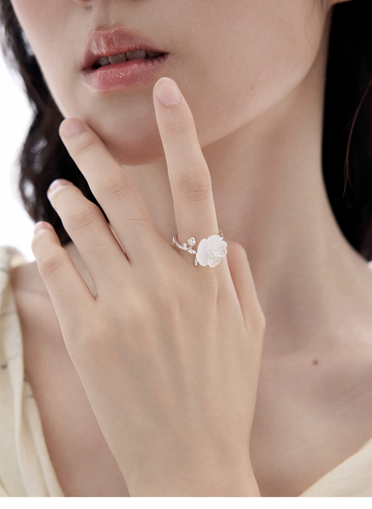 NO SOLUTION Niche Light Luxury Flower Opening Ring