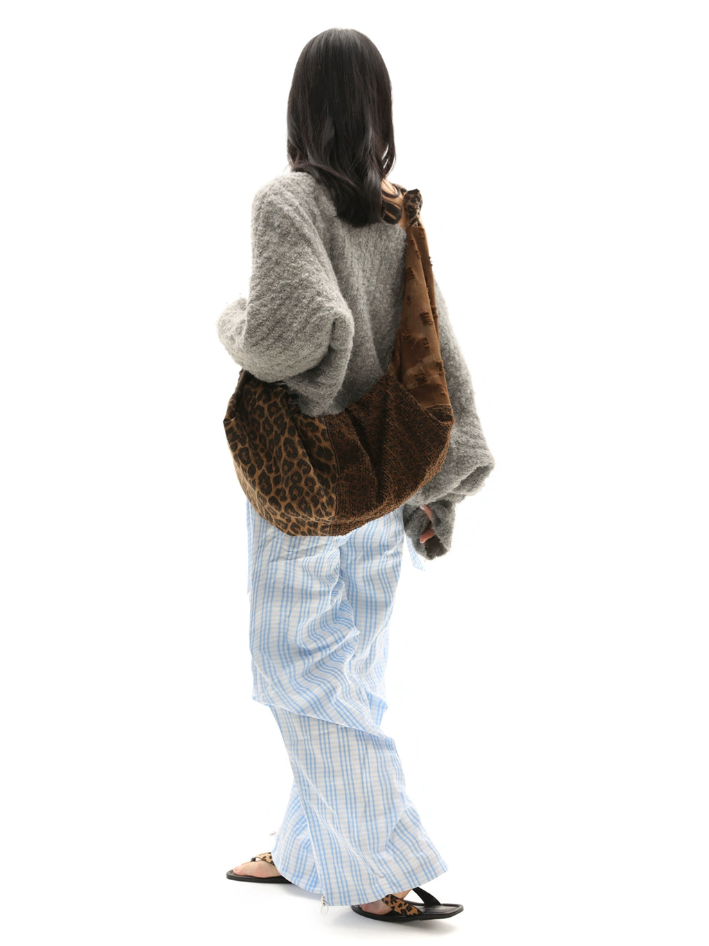 JANDRESS Leopard Print Splicing Large-capacity Messenger Bag