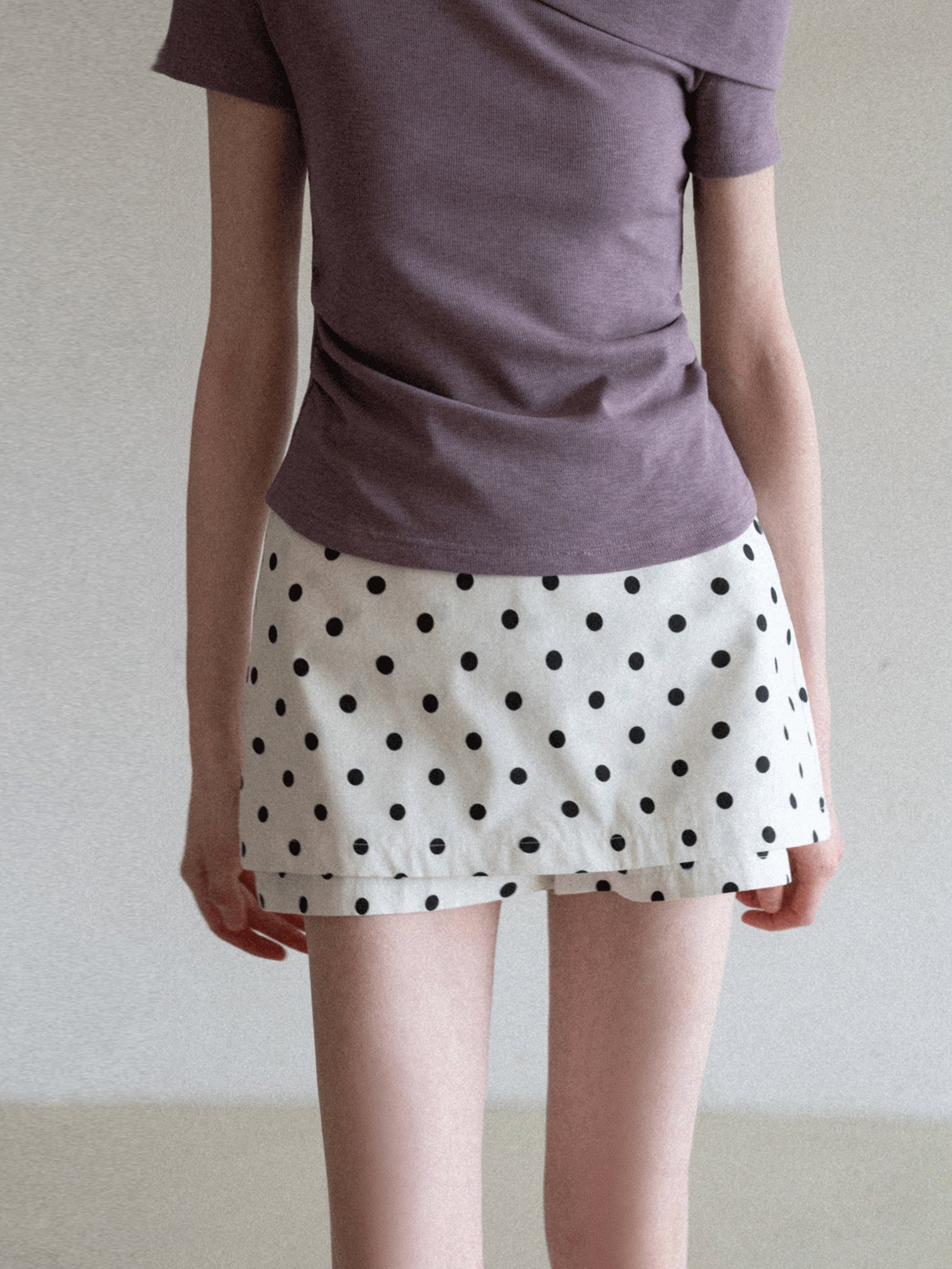 EGGKA Fake Two-piece Polka Dot Slim Skirt