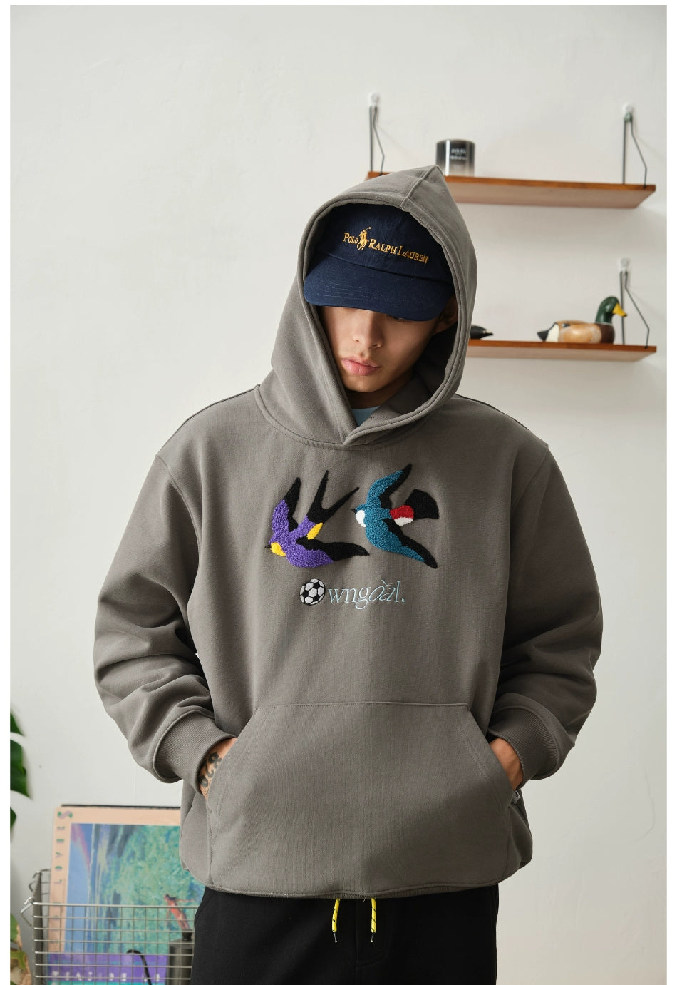 Battles Oolong Ball Double Bird Towel Embroidered Hooded Sweater