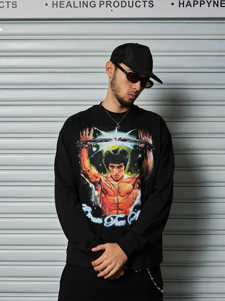ComicTree Comic Print Casual Crew Neck Long Sleeve