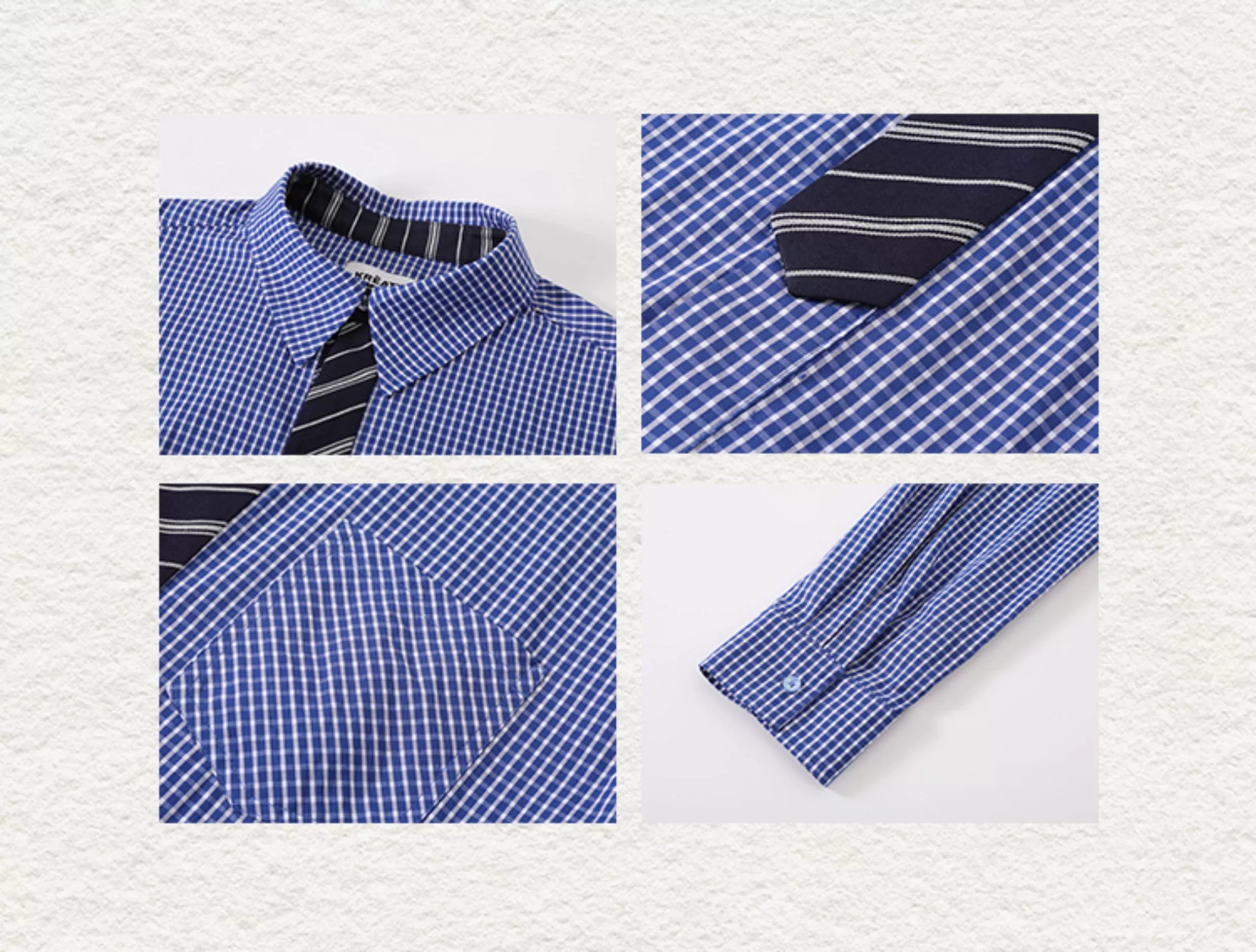 KREATE Stitched Plaid Long-sleeved Shirt