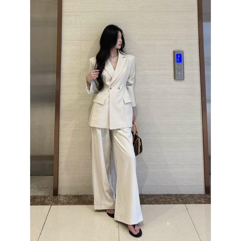 PANPANSTUDIO Minimal Medium and Long Suit Wide Leg Pants Set