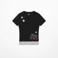 404MOB Crew Neck Striped Embroidered Slim Tee