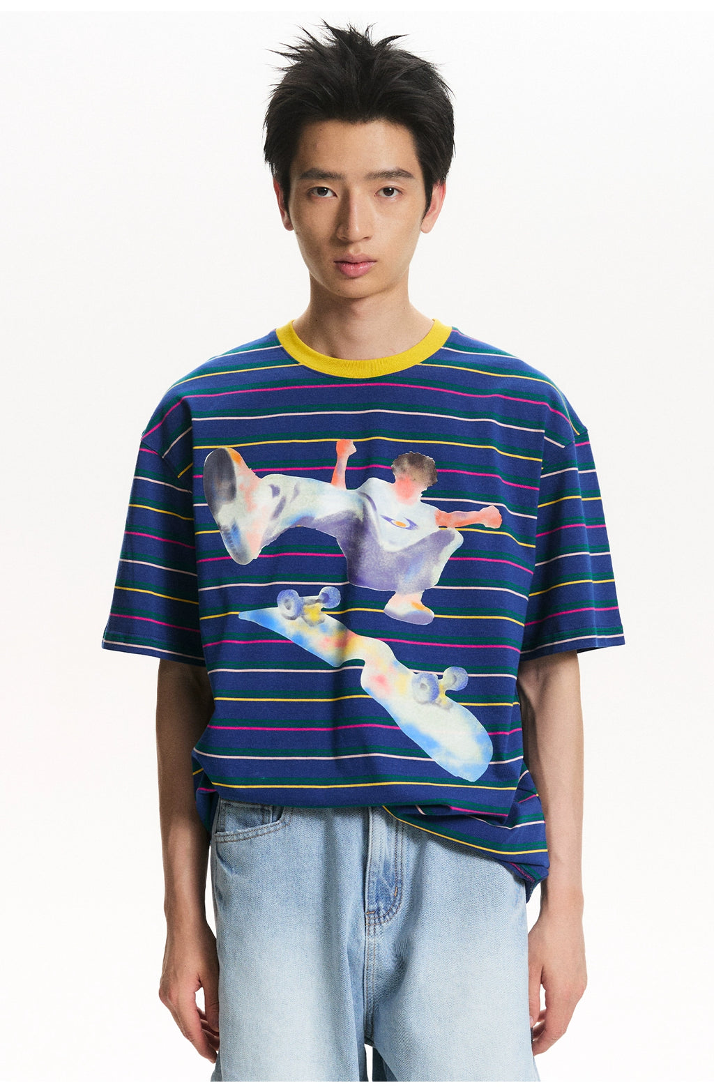 NewJNXS Juvenile Sense Casual Contrasting Striped Tee