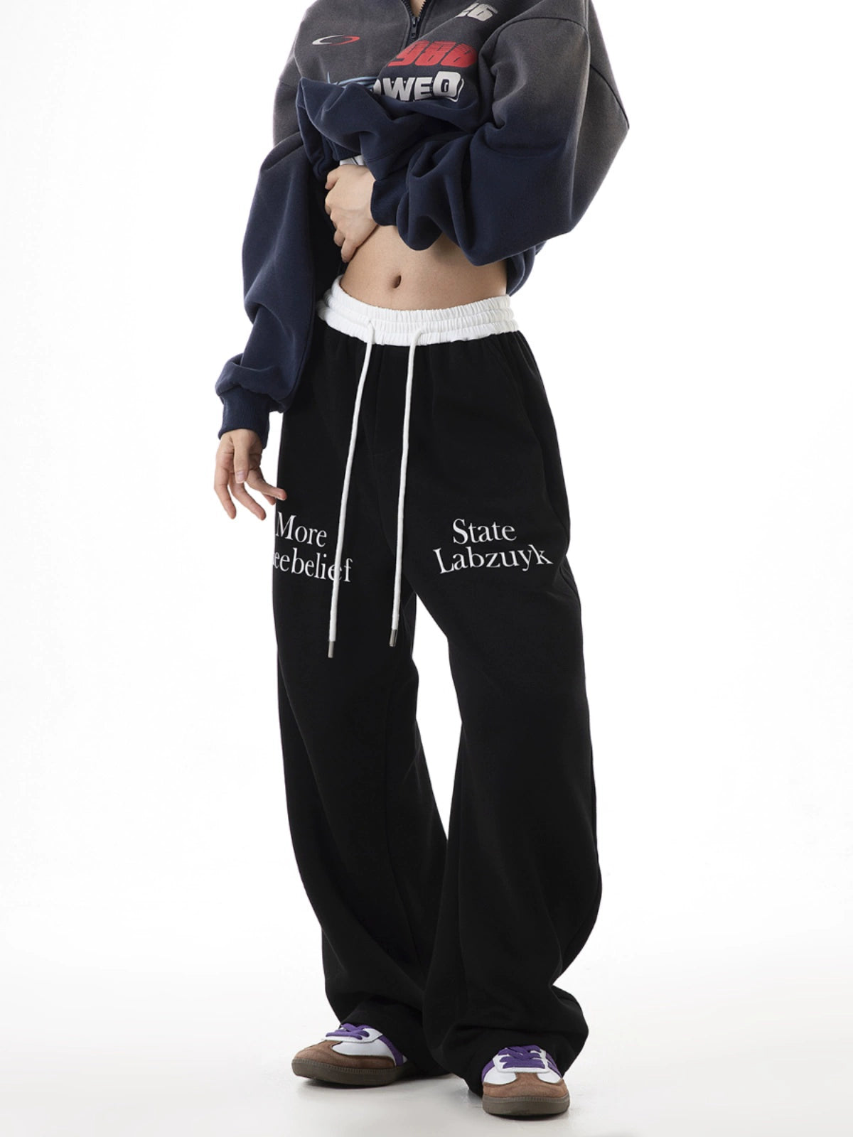 ICH MODE Vintage Straight Wide Leg Casual Pants
