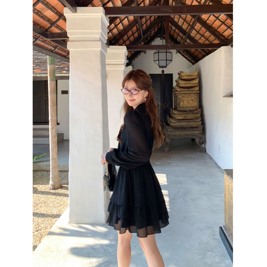 Pusumede Bow-tie Chiffon Dress