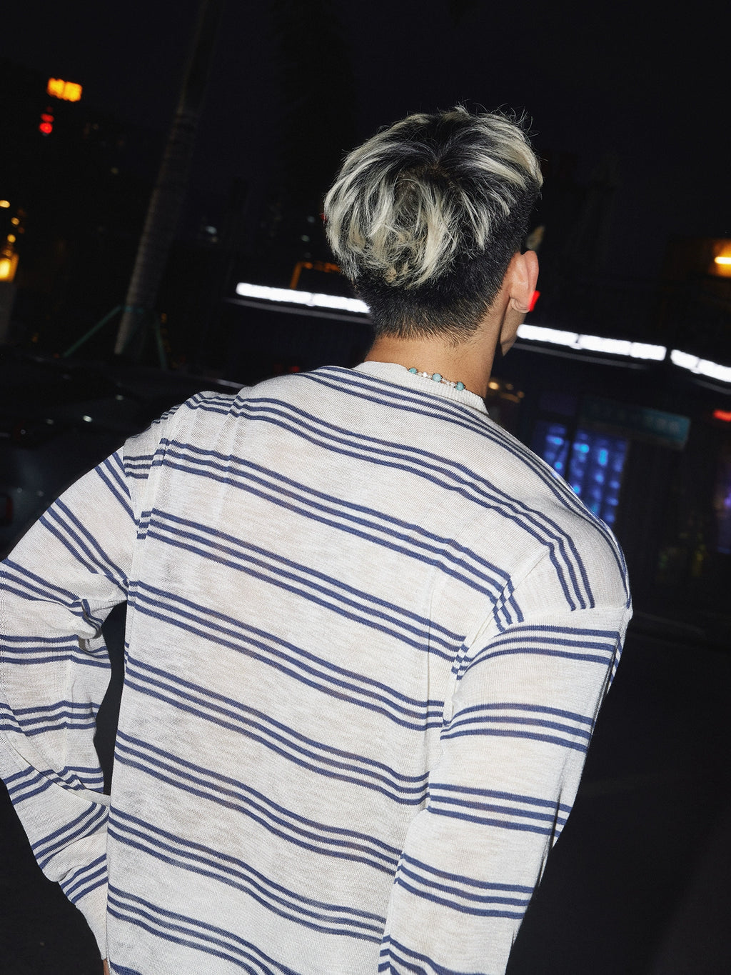 PAPASLILMONSTER Thin Loose Holiday Striped Long Sleeve