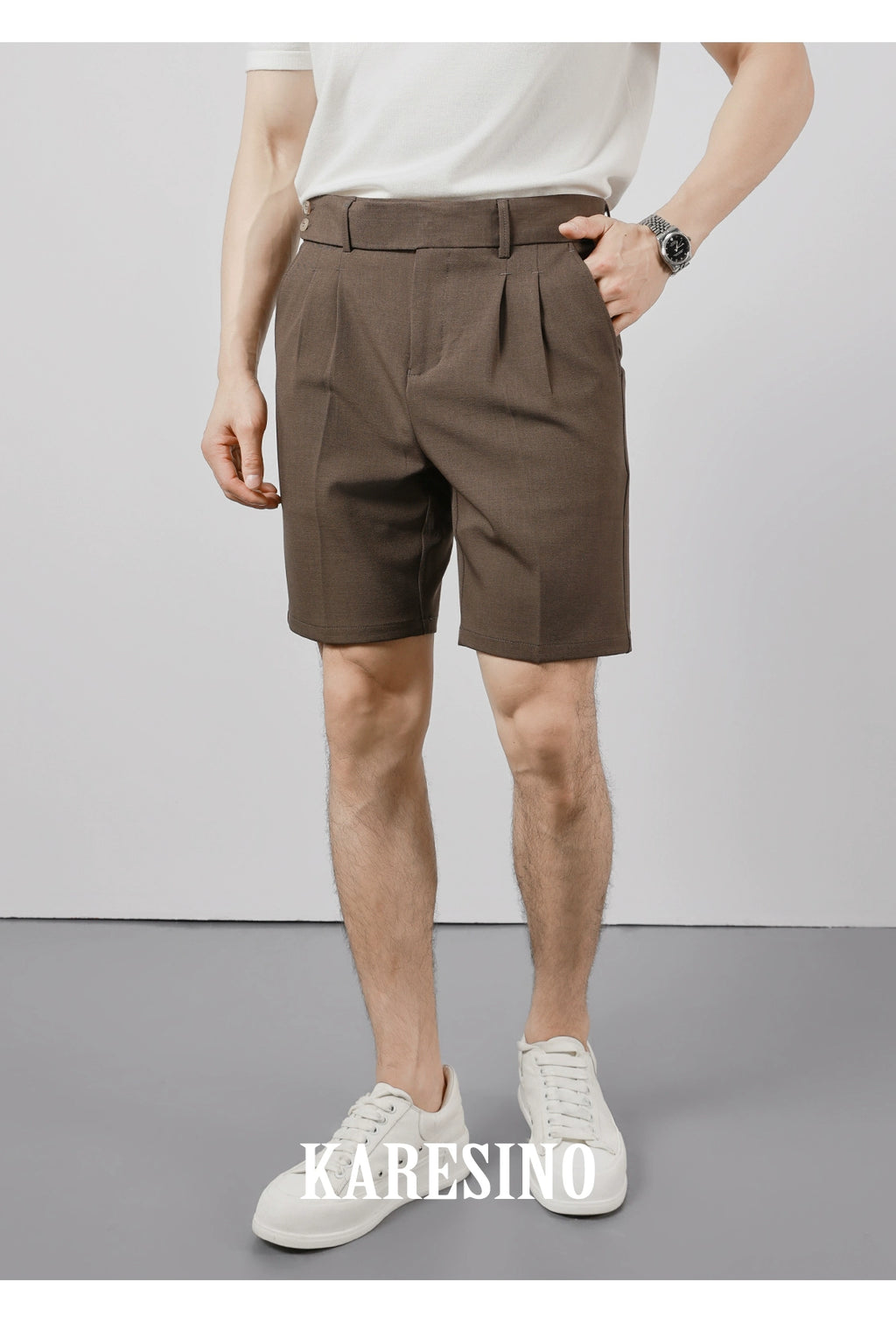 KARESINO Casual Straight-leg Slim-fit Anti-wrinkle Five-point Pants