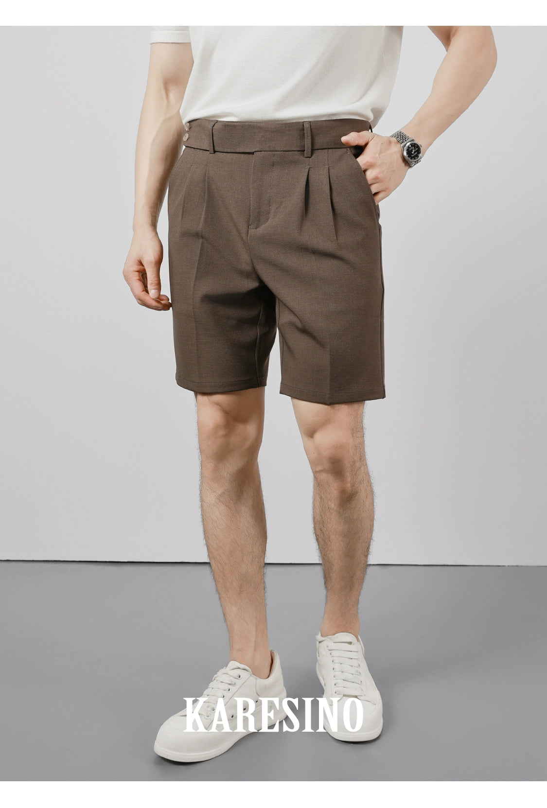 KARESINO Casual Straight-leg Slim-fit Anti-wrinkle Five-point Pants