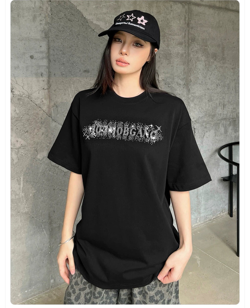 404MOB Full Diamond Hot Diamond Loose Versatile Tee